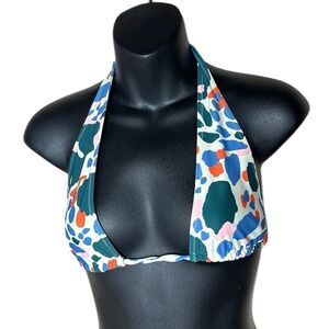 Blackbough triangle halter colorful leopard print cheetah tie back bikini top sm